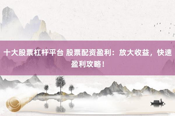 十大股票杠杆平台 股票配资盈利：放大收益，快速盈利攻略！