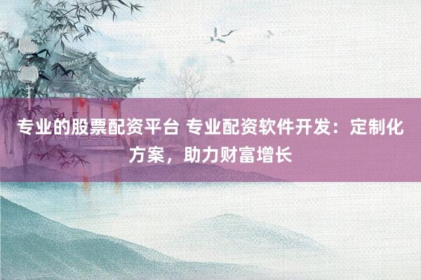 专业的股票配资平台 专业配资软件开发：定制化方案，助力财富增长