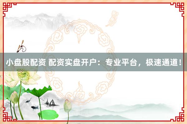 小盘股配资 配资实盘开户：专业平台，极速通道！