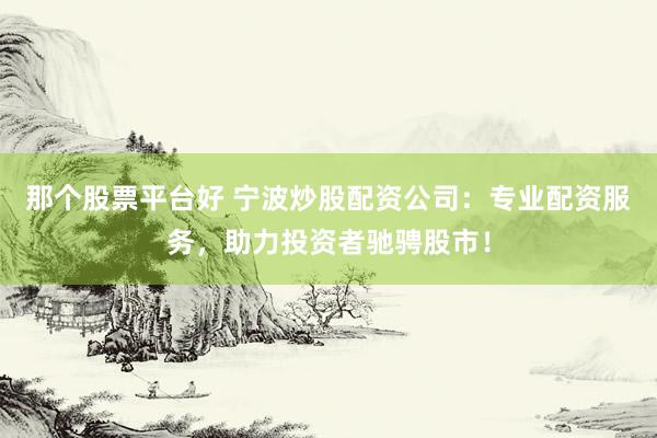 那个股票平台好 宁波炒股配资公司：专业配资服务，助力投资者驰骋股市！