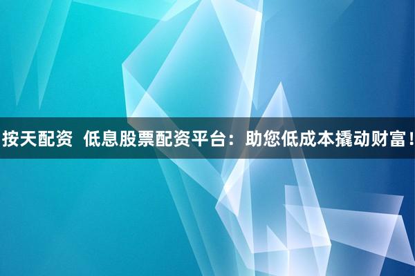 按天配资  低息股票配资平台：助您低成本撬动财富！
