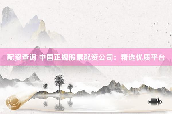 配资查询 中国正规股票配资公司：精选优质平台