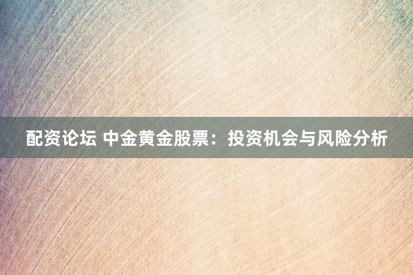 配资论坛 中金黄金股票：投资机会与风险分析
